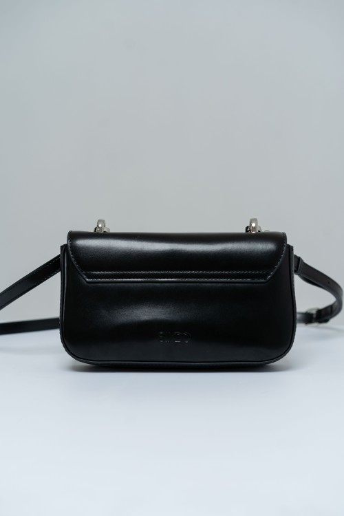 Sixdo Metal Chain-Black Leather Shoulder Bag